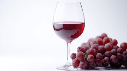 A glass of red wine with grapes