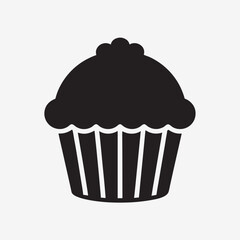 Bakery Food Muffin Icon in Flat Style - Vector Clipart for Cafes, Bakeshops, and Menus