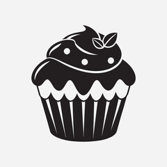 Bakery Food Muffin Icon in Flat Style - Vector Clipart for Cafes, Bakeshops, and Menus