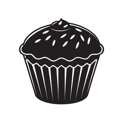 Bakery Food Muffin Icon in Flat Style - Vector Clipart for Cafes, Bakeshops, and Menus