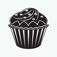 Bakery Food Muffin Icon in Flat Style - Vector Clipart for Cafes, Bakeshops, and Menus