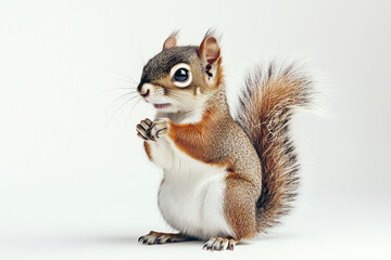 Red Squirrel Eating
A red squirrel nibbling on a nut with its tail up.