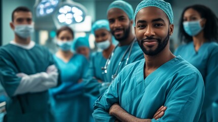 Fototapeta premium Confident Surgical Team in the Operating Room. AI Generated