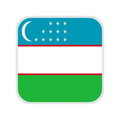 The flag of UZBEKISTAN. Flag icon. Standard color. flat vector square with rounded corners Computer illustration. Digital illustration. Vector illustration.	