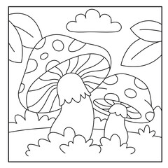 Mushrooms coloring page for kids