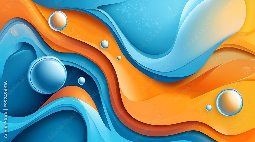 Poster abstract wavy pattern with circular elements