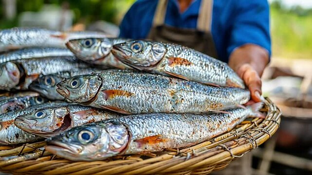 Freshly caught fish on display, ready for sale.