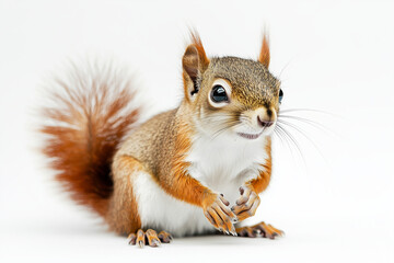 Obraz premium Squirrel Holding Nut A red squirrel holding a nut, ready to nibble.