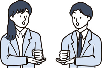 納得するビジネスウーマンとビジネスマンのイラスト素材