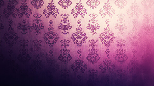 Fototapeta A vintage pink and purple damask wallpaper background with a light vignette.