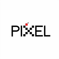Simple minimalist pixel text logo graphic design.