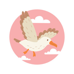 Cute Albatross Bird Animal Flying Free Flapping Wings in Bright Sky