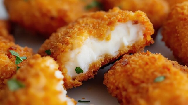 Close-up of crispy chicken nuggets