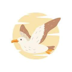 Cute Albatross Bird Animal Flying Free Flapping Wings with Sun in Bright Sky