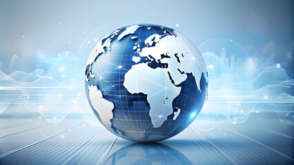Naklejka premium Technology background with a global business solution idea, on a clean white background, innovation, technology, global
