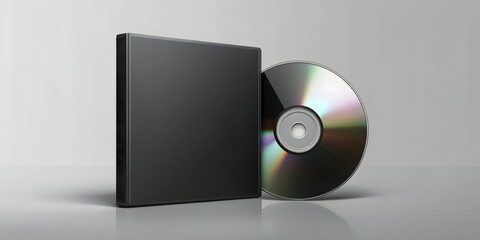 CD or DVD mockup template with a black cover for a professional and sleek look, compact disc, dvd, mockup, template