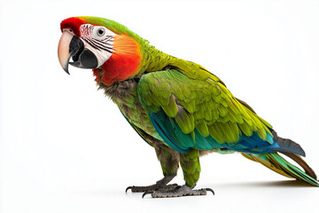 Fototapeta premium Green-Winged Macaw A green-winged macaw perched with a mix of green, red, and blue feathers.