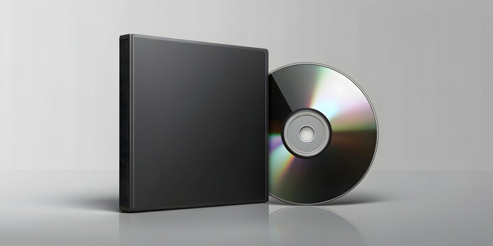 CD or DVD mockup template with a black cover for a professional and sleek look, compact disc, dvd, mockup, template