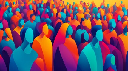 Abstract illustration representing a diverse crowd.