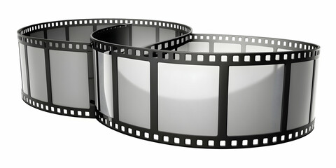 Film roll design element in black and white colors isolated on white background, film roll, cinema, video