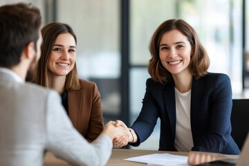 Professional handshake in modern office setting