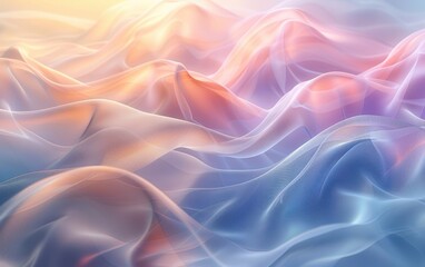 Obraz premium Ethereal pastel-colored abstract waves creating a dreamy and tranquil atmosphere, ideal for backgrounds and creative projects.