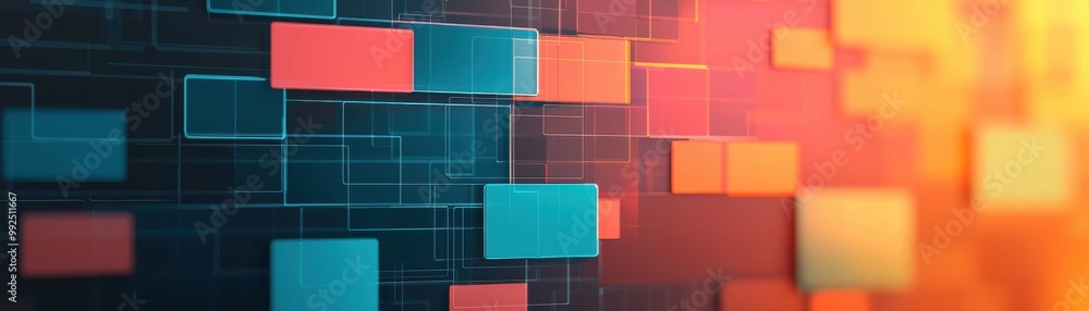 Aufkleber abstract digital background with vibrant blocks and lines, perfect for technology or creative design
