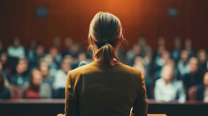 A businessperson giving a presentation to a group of executives, symbolizing leadership and strategy