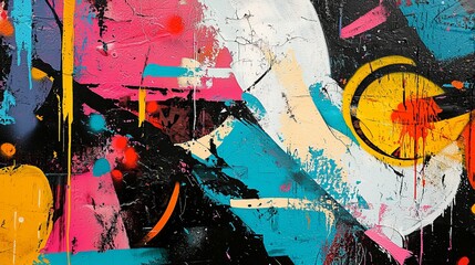 Fototapeta premium Abstract graffiti wall, random shapes and colors