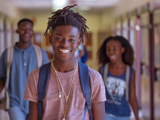 Fototapeta premium black teens in the school