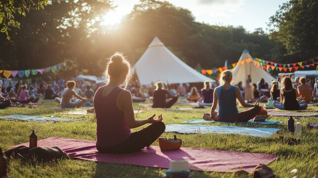 Peaceful Outdoor Yoga Retreat at Sunset