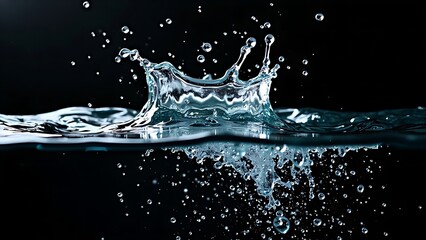 Water splash isolated on black