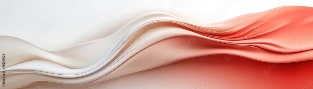 Poster abstract flowing texture with soft waves in red and white hues, perfect for backgrounds and artistic