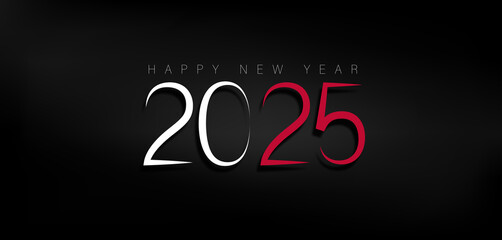 Happy New Year 2025 Beautiful And Stylish White And Red Text Design