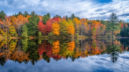 Autumn Reflections on a Serene Lake