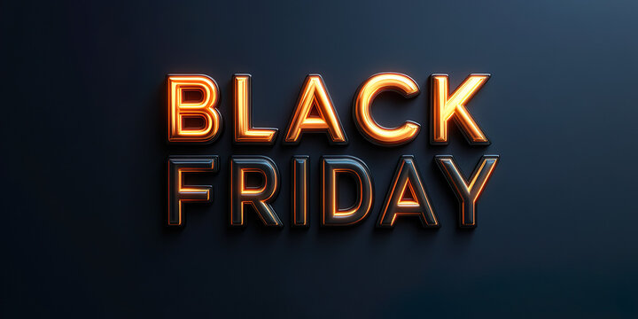 Black Friday is popular shopping event known for significant discounts and sales. This image captures essence of event with bold, illuminated text that conveys excitement and urgency
