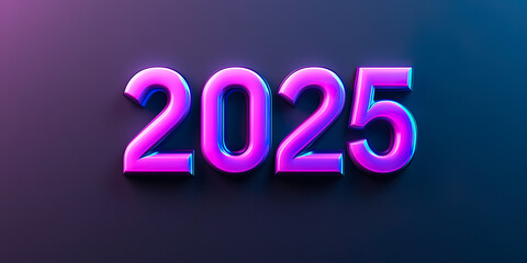 Vibrant 2025 text in neon colors, showcasing modern and futuristic design that captures essence of upcoming year with stylish glow