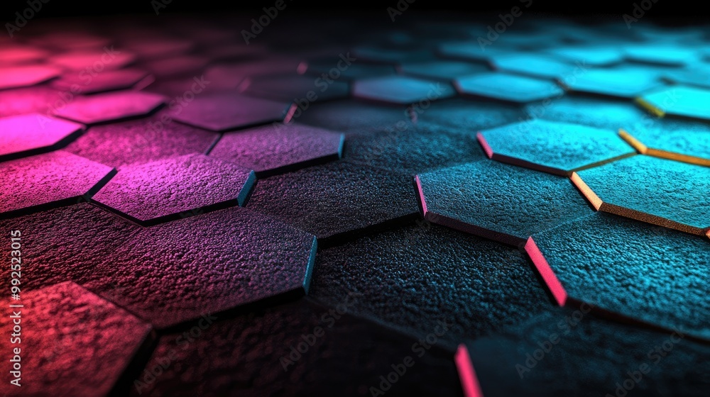 Poster futuristic technology background with hexagon grid pattern design