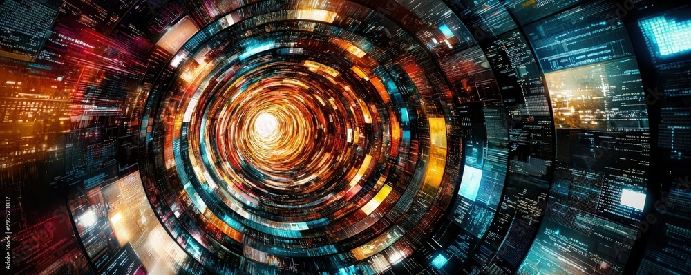 Poster evocative data visualization in circular motion