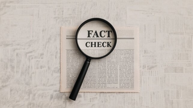 Fact Checking with Magnifying Glass on Newspaper