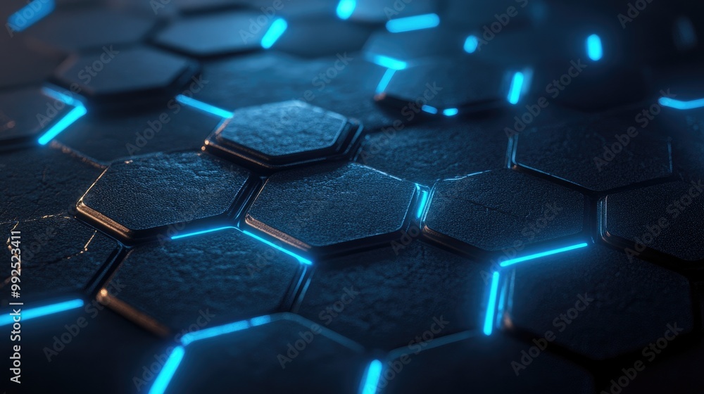 Poster futuristic technology background with hexagon grid pattern design