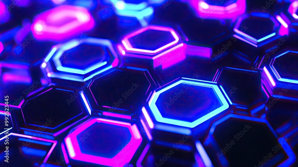 Poster futuristic technology background with hexagon grid pattern design