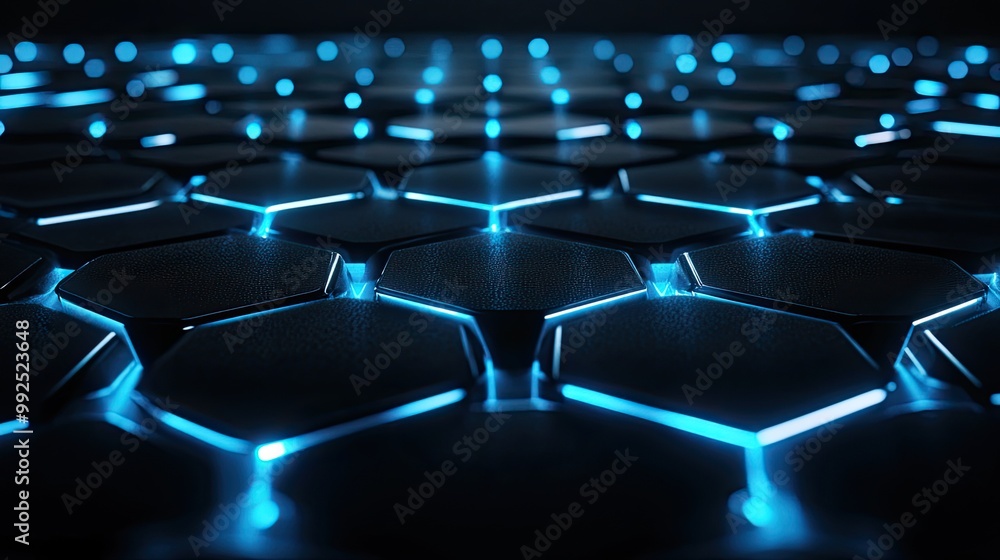 Poster futuristic technology background with hexagon grid pattern design