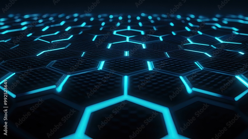 Poster futuristic technology background with hexagon grid pattern design