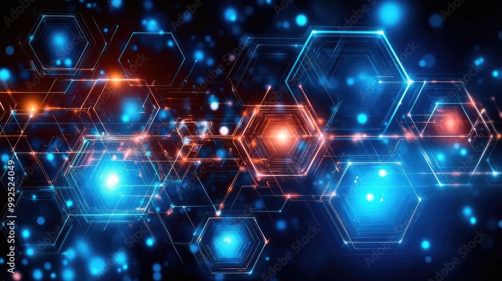 Poster futuristic technology background with hexagon grid pattern design
