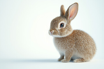 Obraz premium Side View of a Rabbit Side view of a brown rabbit sitting upright, ears perked.