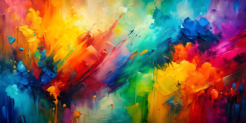 Obraz premium Abstract vibrant art painting texture with various colors and rough strokes, colorful, multicolored, abstract, art, painting