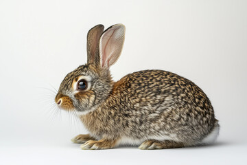 Obraz premium Crouching Brown Rabbit A brown rabbit crouching down, ready to hop.
