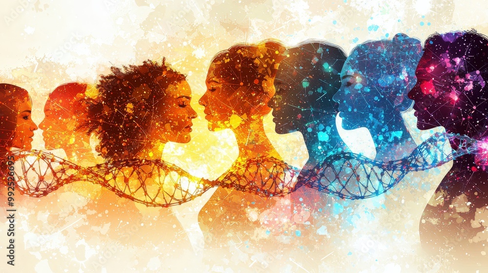 Poster diverse group in 3d vector rendering with colorful effects