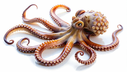 Close-up image of a sea octopus isolated on a white background , octopus, marine animal, tentacles, mollusk